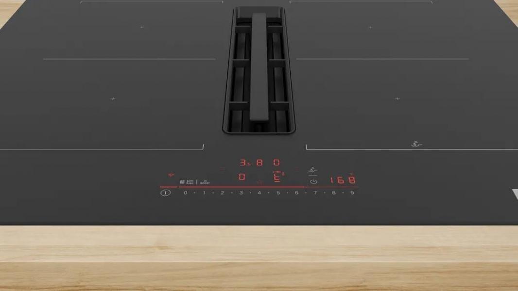 Bosch PVQ711H26E EEK: B Induktionskochfeldabzug, 70 cm breit, 500 m³/h, DirectSelect, Combi Zone, Kindersicherung, Rahmenlos aufliegend
