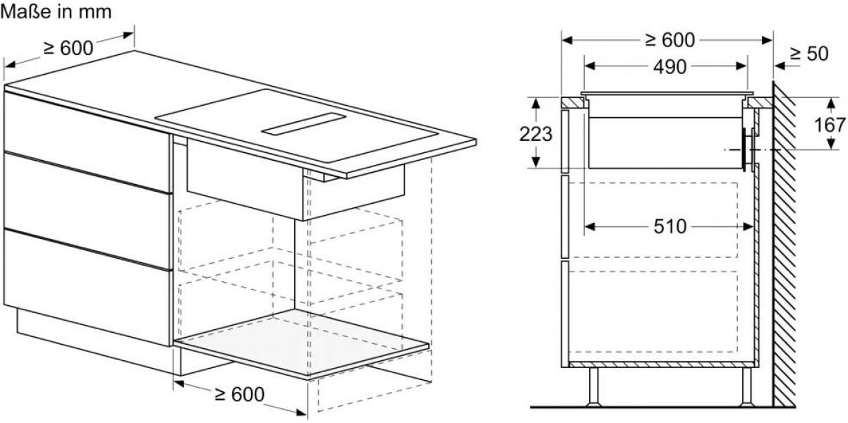 Bosch PVQ711H26E EEK: B Induktionskochfeldabzug, 70 cm breit, 500 m³/h, DirectSelect, Combi Zone, Kindersicherung, Rahmenlos aufliegend