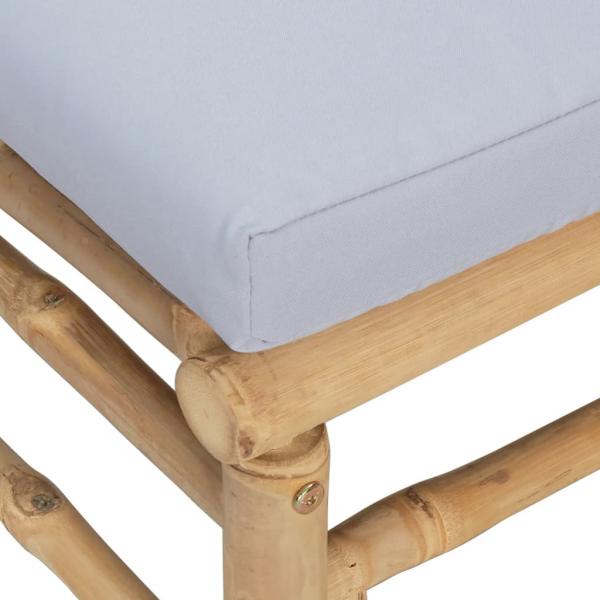 Garten-Mittelsofa mit Hellgrauen Kissen Bambus