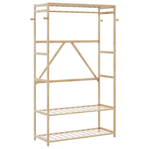 ARDEBO.de - Kleiderständer mit Ablagen 110x40x175 cm Bambus