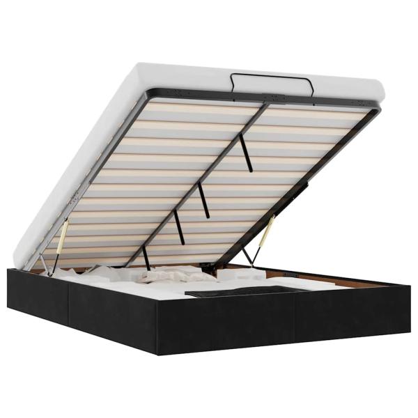 Ottoman-Bett ohne Matratze Schwarz 140x190 cm Samt