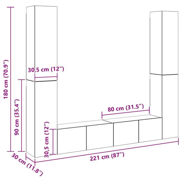 TV-Wandschränke 6 Stk. Altholz-Optik Holzwerkstoff