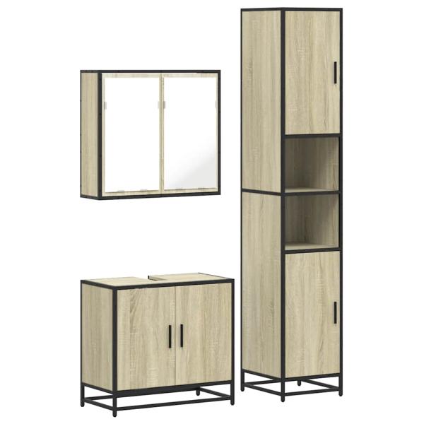 ARDEBO.de - 3-tlg. Badmöbel-Set Sonoma-Eiche Holzwerkstoff