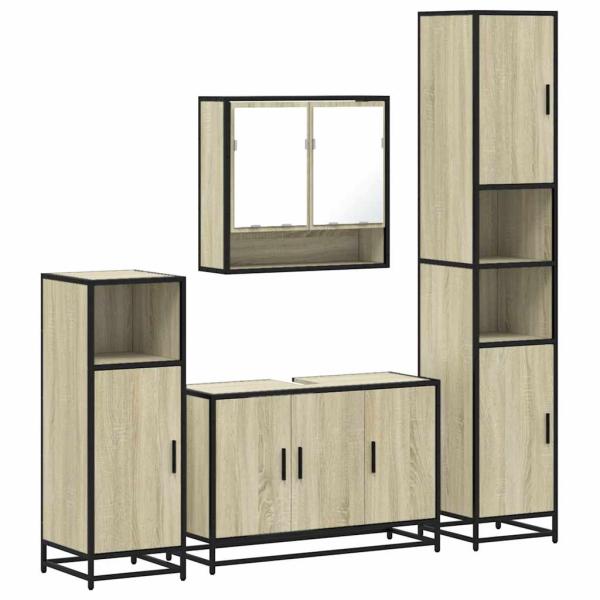 ARDEBO.de - 4-tlg. Badmöbel-Set Sonoma-Eiche Holzwerkstoff