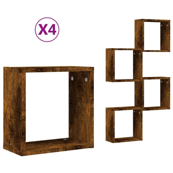 ARDEBO.de - Würfelregale 4 Stk. Räuchereiche 30x15x30 cm
