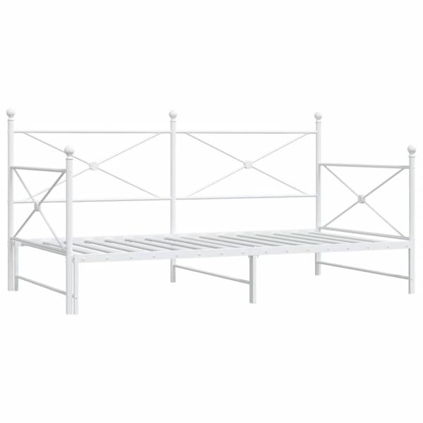 Tagesbett Ausziehbar ohne Matratze Weiß 100x200 cm Stahl