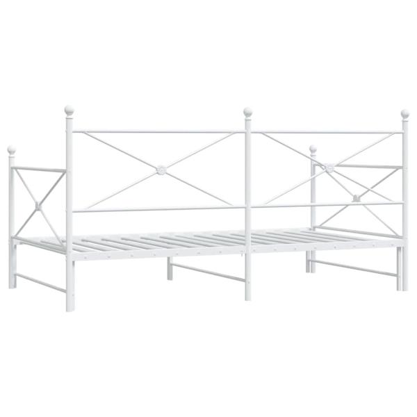 Tagesbett Ausziehbar ohne Matratze Weiß 100x200 cm Stahl