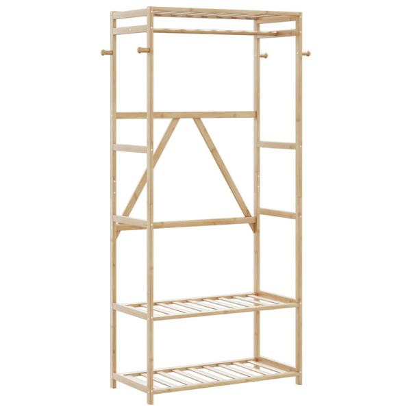 ARDEBO.de - Kleiderständer mit Ablagen 80x40x175 cm Bambus