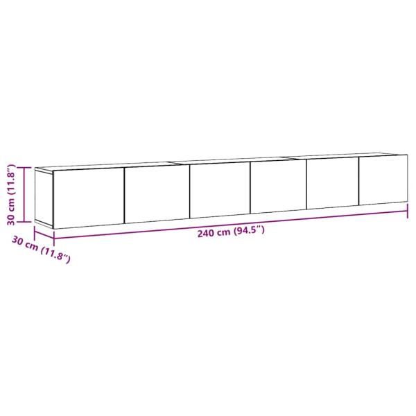 3-tlg. TV-Schrank-Set Wandmontage Altholz-Optik Holzwerkstoff