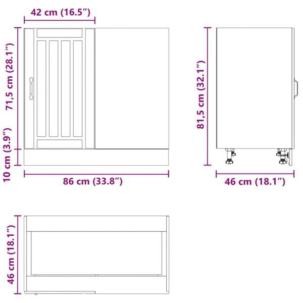 Spülenunterschrank Lucca Hochglanz-Weiß Holzwerkstoff
