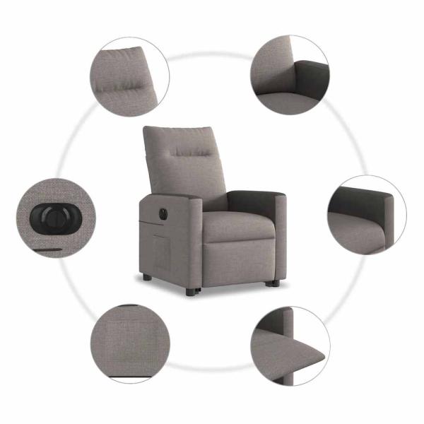 Relaxsessel mit Aufstehhilfe Elektrisch Taupe Stoff