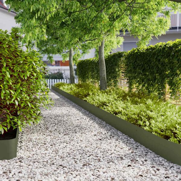 ARDEBO.de - Rasenkanten 30 Stk. Olivgrün 20x103 cm Kaltgewalzter Stahl