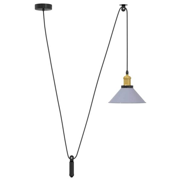 Pendelleuchte Höhenverstellbar E27 Grau Glänzend Ø 22 cm Metall