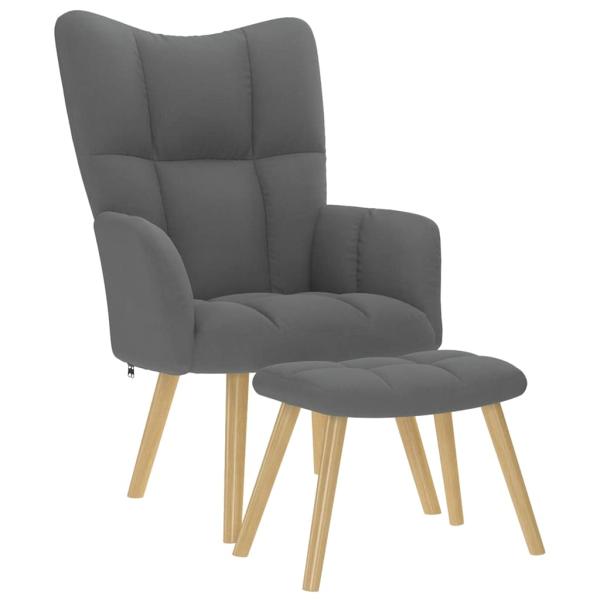 ARDEBO.de - Relaxsessel mit Hocker Dunkelgrau Stoff