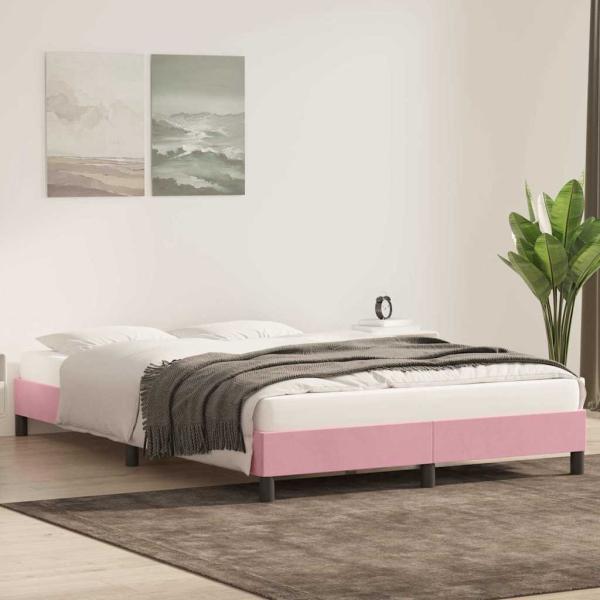 Bettgestell ohne Matratze Rosa 140x220 cm Samt