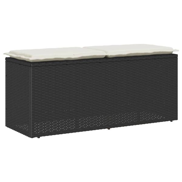 ARDEBO.de - Gartenbank mit Kissen Schwarz 110x40x44 cm Poly Rattan