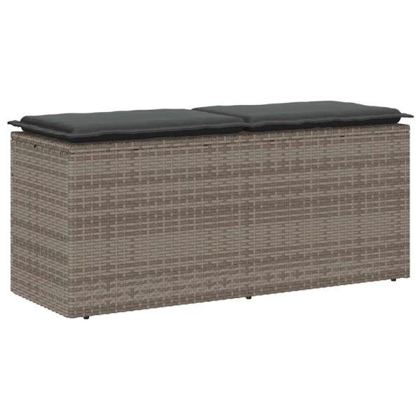 ARDEBO.de - Gartenbank mit Kissen Grau 110x40x44 cm Poly Rattan