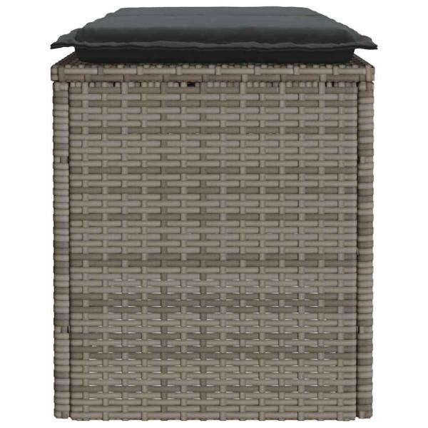 Gartenbank mit Kissen Grau 110x40x44 cm Poly Rattan