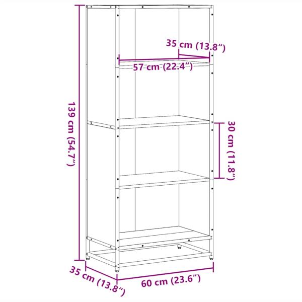 Bücherregal Räuchereiche 60x35x139 cm Holzwerkstoff
