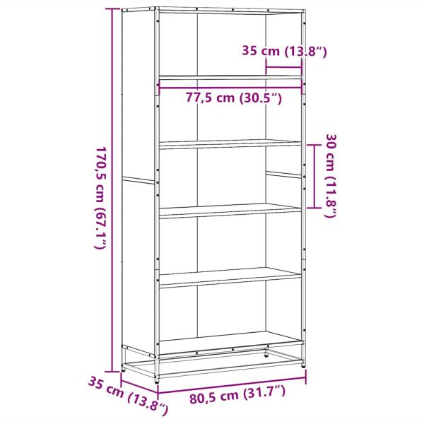 Bücherregal Sonoma-Eiche 80,5x35x170,5 cm Holzwerkstoff