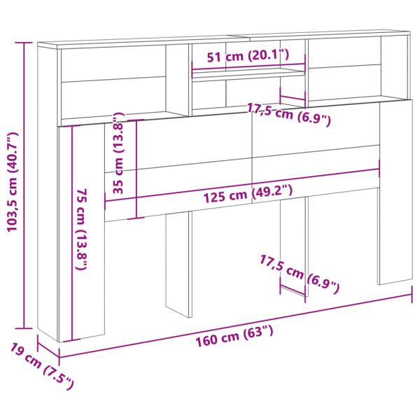 Kopfteil mit Stauraum Artisan-Eiche 160x19x103,5 cm