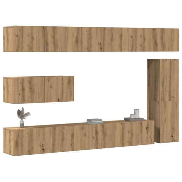 ARDEBO.de - 7-tlg. TV-Schrank-Set Wandmontage Artisan-Eiche Holzwerkstoff