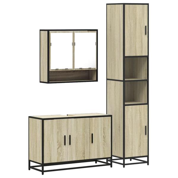 ARDEBO.de - 3-tlg. Badmöbel-Set Sonoma-Eiche Holzwerkstoff