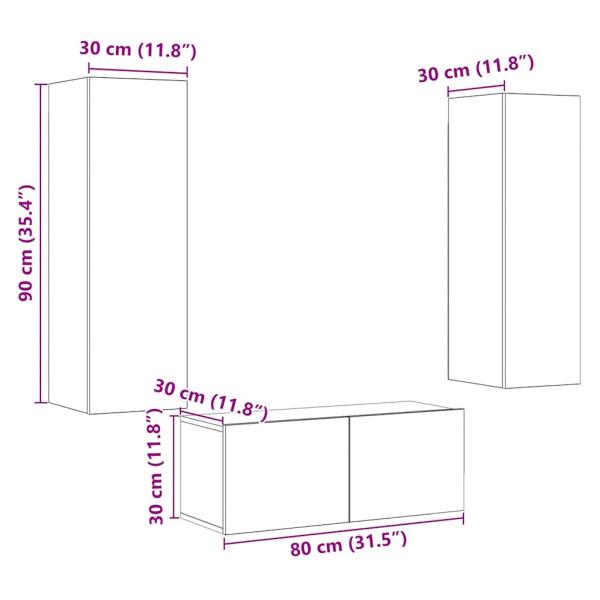 TV-Wandschränke 3 Stk. Altholz-Optik Holzwerkstoff