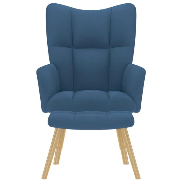 Relaxsessel mit Hocker Blau Stoff