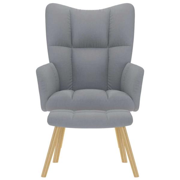 Relaxsessel mit Hocker Hellgrau Stoff