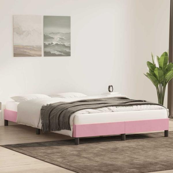 Bettgestell ohne Matratze Rosa 160x220 cm Samt