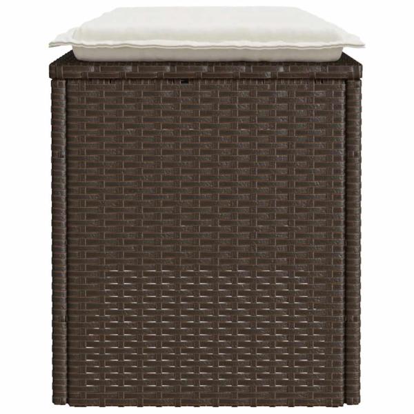Gartenbank mit Kissen Braun 110x40x44 cm Poly Rattan