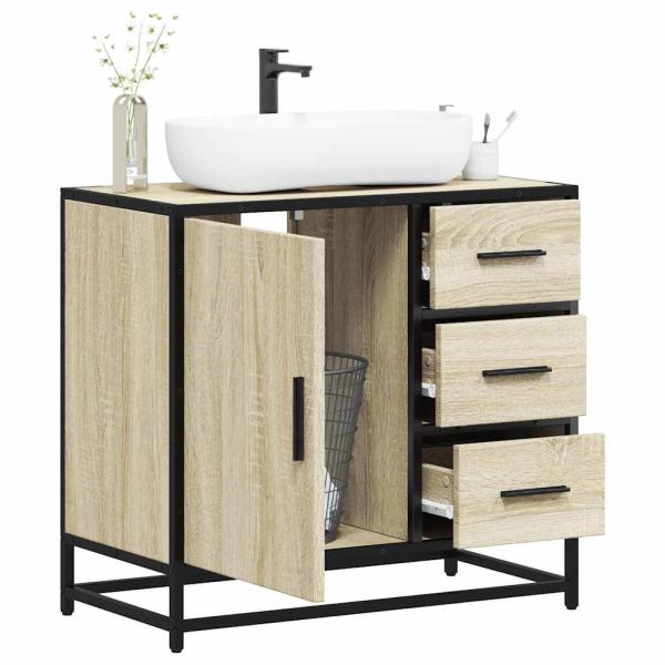 ARDEBO.de - Badschrank Sonoma-Eiche 65x33x60 cm Holzwerkstoff