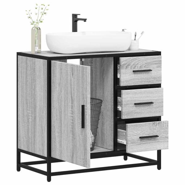 ARDEBO.de - Waschbeckenunterschrank Grau Sonoma 65x33x60 cm Holzwerkstoff