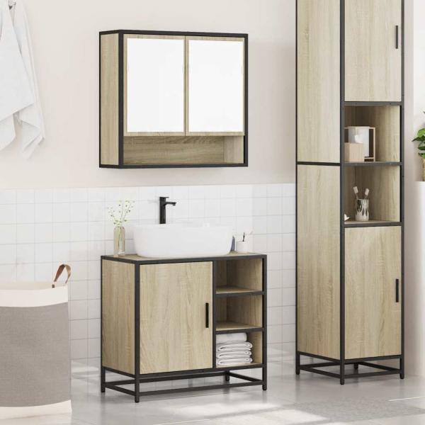 ARDEBO.de - 2-tlg. Badmöbel-Set Sonoma-Eiche Holzwerkstoff