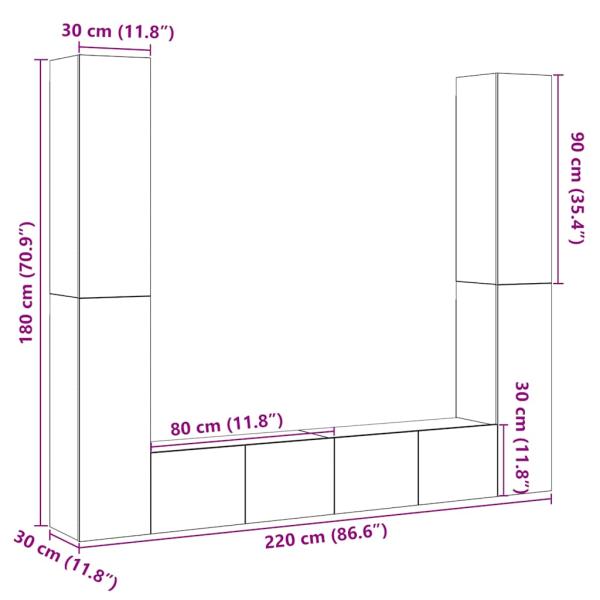 TV-Wandschränke 6 Stk. Artisan-Eiche Holzwerkstoff