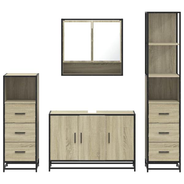 ARDEBO.de - 4-tlg. Badmöbel-Set Sonoma-Eiche Holzwerkstoff