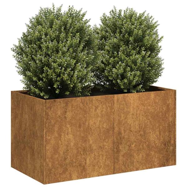 ARDEBO.de - Pflanzkübel Rostig 80x40x40 cm Wetterfester Stahl