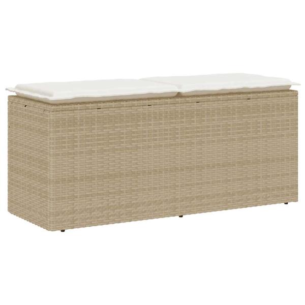 ARDEBO.de - Gartenbank mit Kissen Beige 110x40x44 cm Poly Rattan