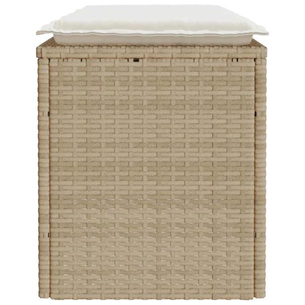 Gartenbank mit Kissen Beige 110x40x44 cm Poly Rattan