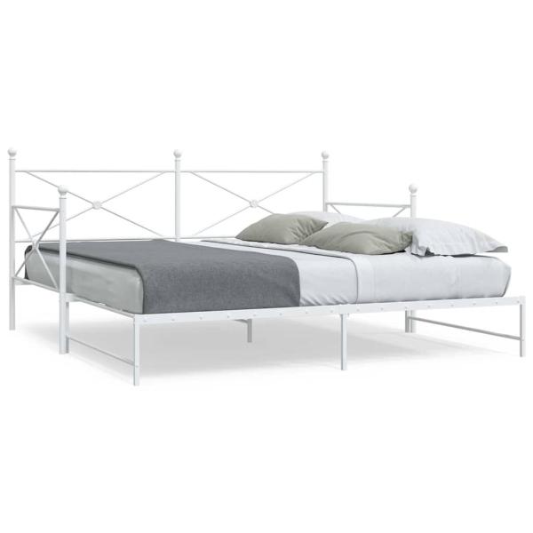 ARDEBO.de - Tagesbett Ausziehbar ohne Matratze Weiß 100x190 cm Stahl