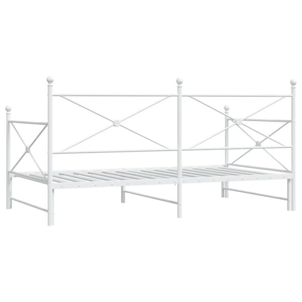 Tagesbett Ausziehbar ohne Matratze Weiß 100x190 cm Stahl