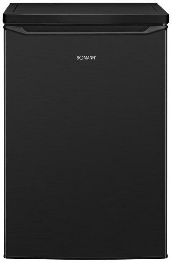 ARDEBO.de Bomann KS 7251 Stand Kühlschrank mit Gefrierfach, 55 cm breit, 109 L, LED Innenraumbeleuchtung, 2 Glasablagen, 3 Türablagen, Edelstahloptik-schwarz