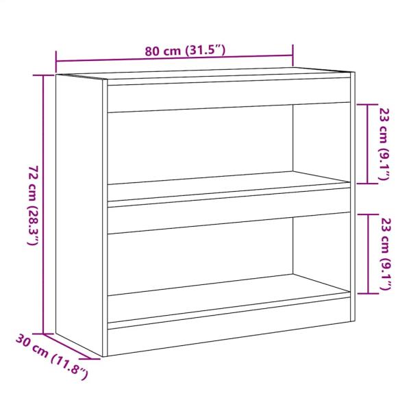 Bücherregal/Raumteiler Altholz-Optik 80x30x72 cm