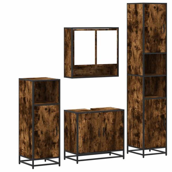 4-tlg. Badmöbel-Set Räuchereiche Holzwerkstoff