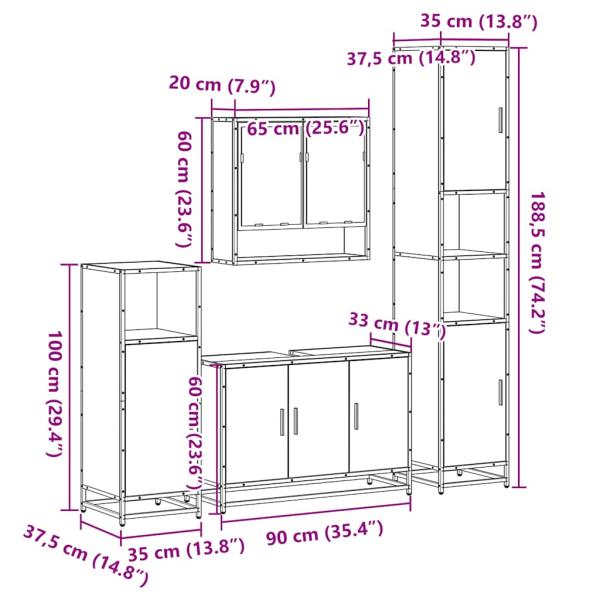 4-tlg. Badmöbel-Set Räuchereiche Holzwerkstoff