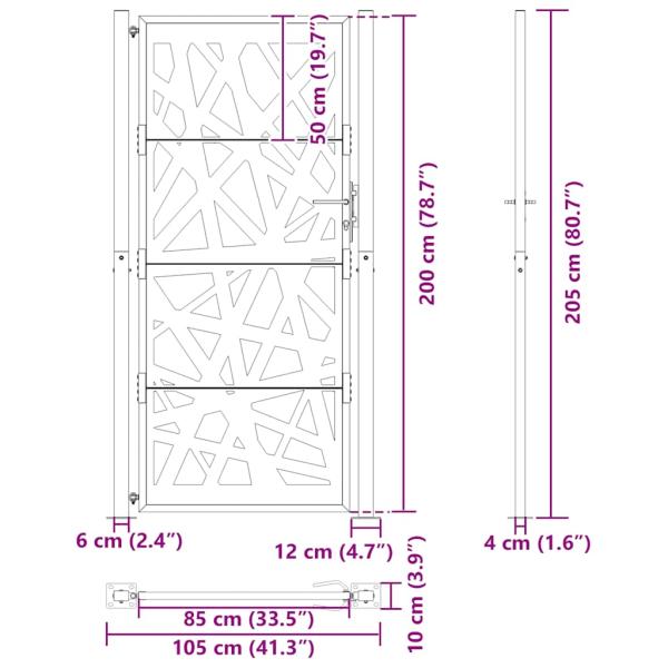Gartentor 105x205 cm Wetterfester Stahl Lichtdesign