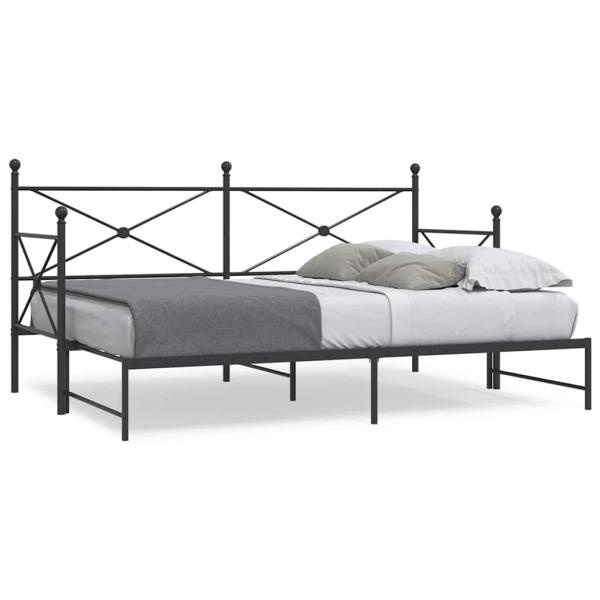 ARDEBO.de - Tagesbett Ausziehbar ohne Matratze Schwarz 80x200 cm Stahl