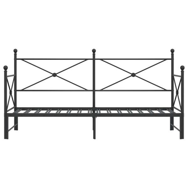 Tagesbett Ausziehbar ohne Matratze Schwarz 80x200 cm Stahl