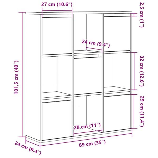 Bücherregal Schwarz Eichen-Optik 89x24x101,5 cm Holzwerkstoff